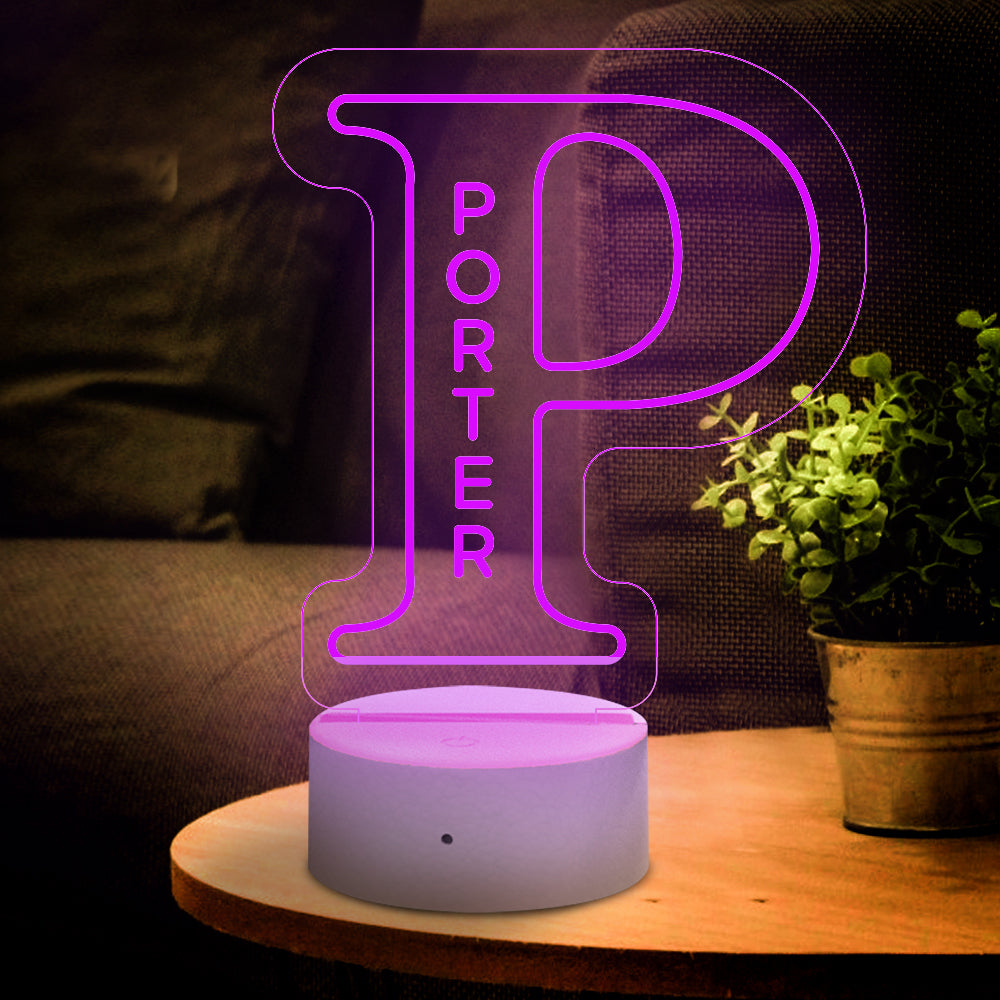 Personalized A-Z 26 Letters LED Lamp - Custom Name Night Light