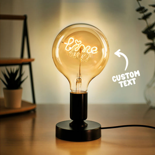 Custom Text Vintage Light Bulb – Personalized LED Lamp